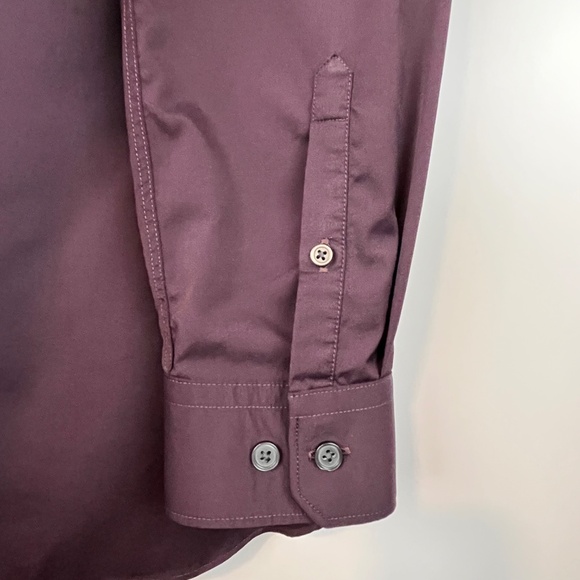 Express Men's Maroon-Plum colored Performance Slim fit Button Up - Medium - Picture 6 of 9